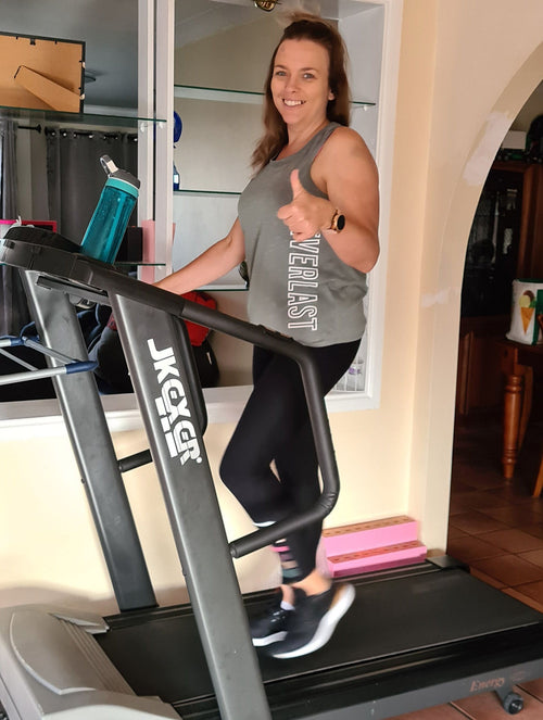 At home, keeping healthy with Rachel
