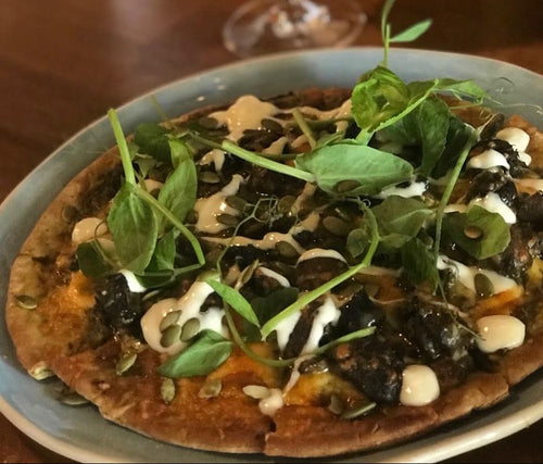 Mushroom cauliflower pizza by MKR's Dan and Steph
