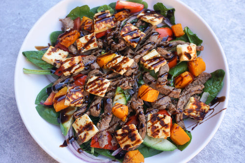 Beef, Pumpkin and Halloumi Salad